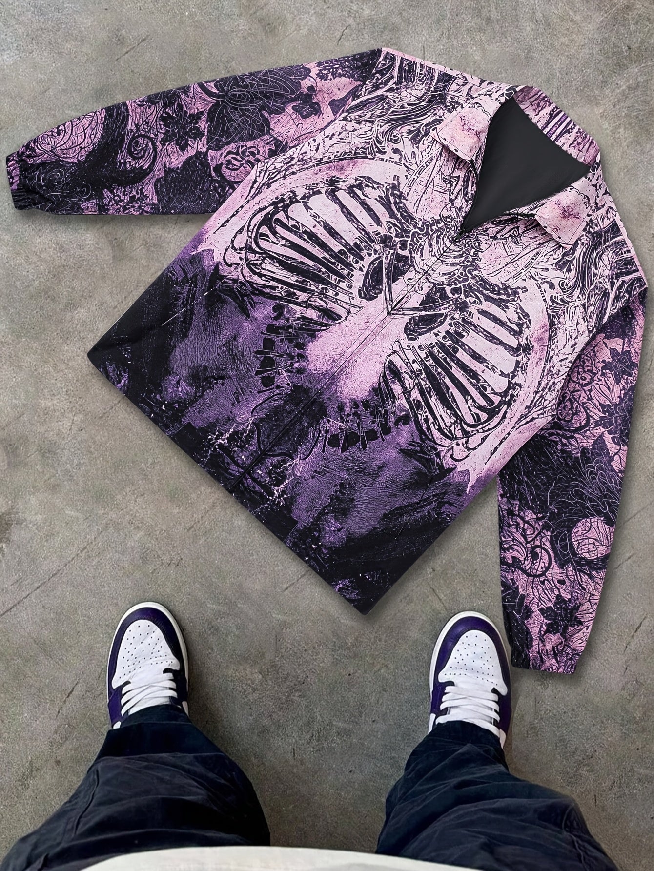 Skeleton Print apel Collar Jacket