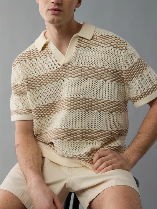 Men's Striped Collar Knit Sweater