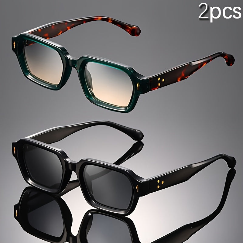 2-Pack Retro Square Frame Fashion Glasses for Men & Women