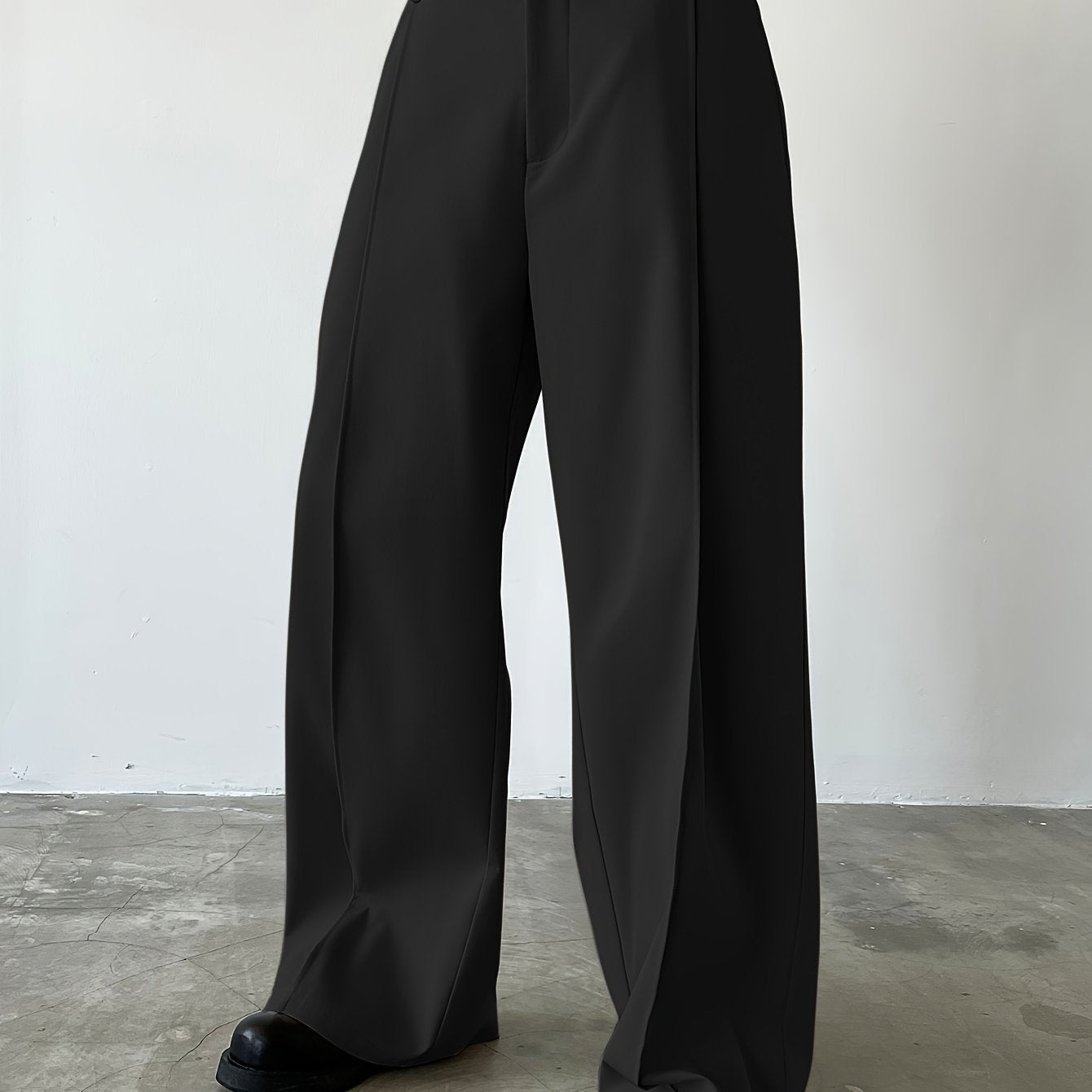 Men'S Casual Straight-Leg Pants with Button Closure
