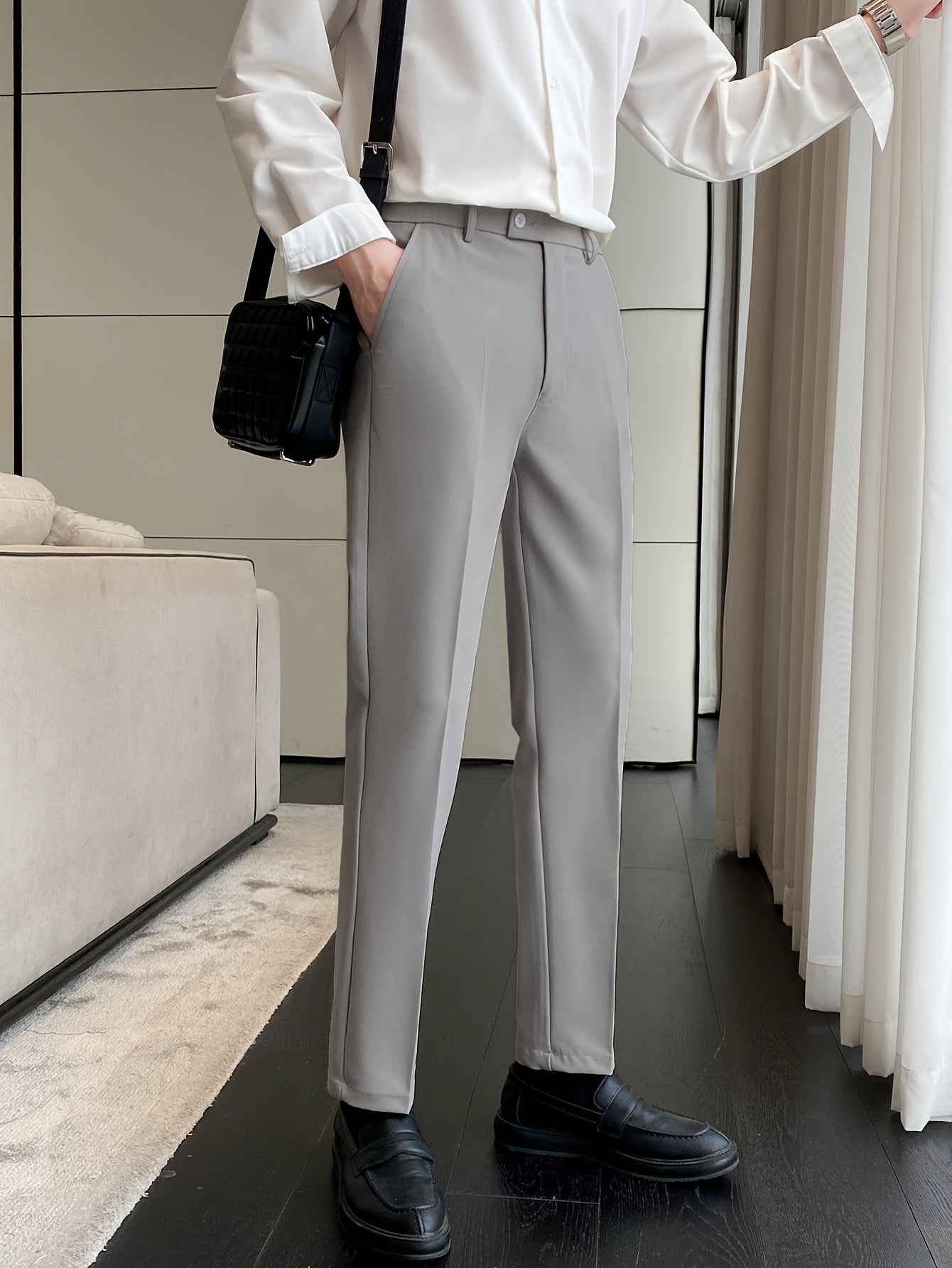 Men's Cropped Casual Formal Pants