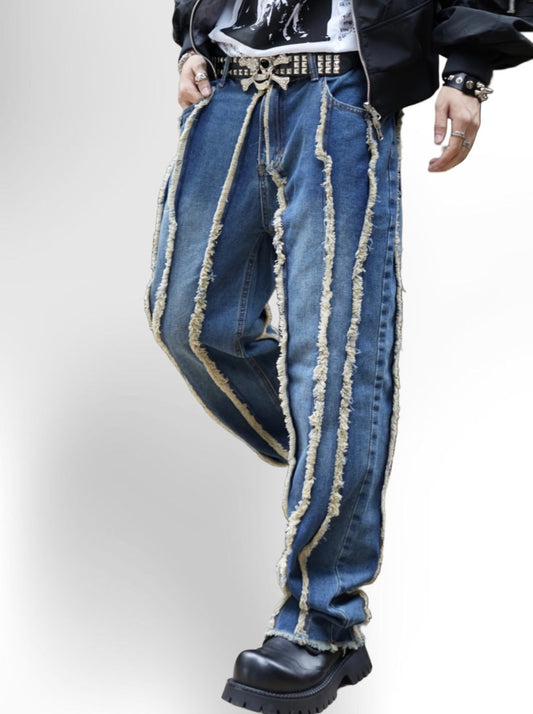 Men's Street Style Raw Hem Loose-Fit Jeans