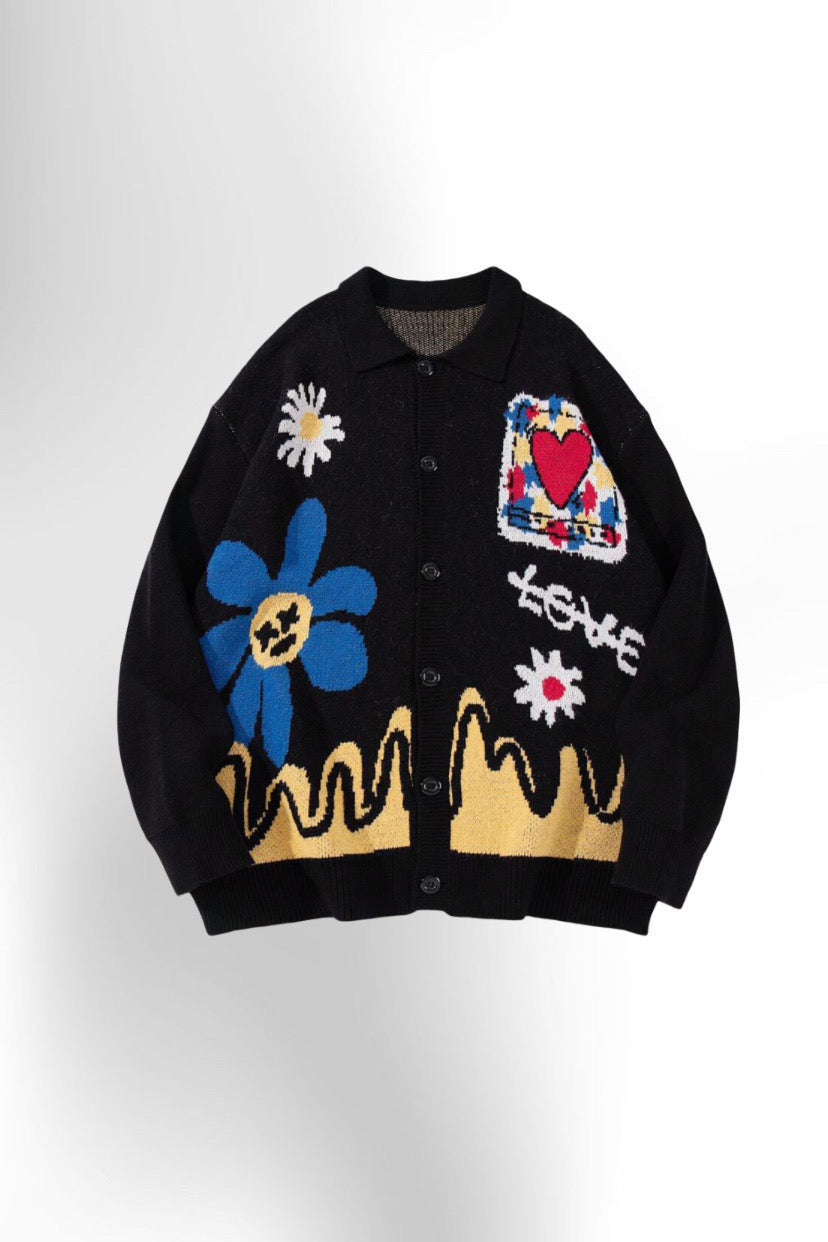 Men's Casual Loose Solid Color Cardigan Sweater