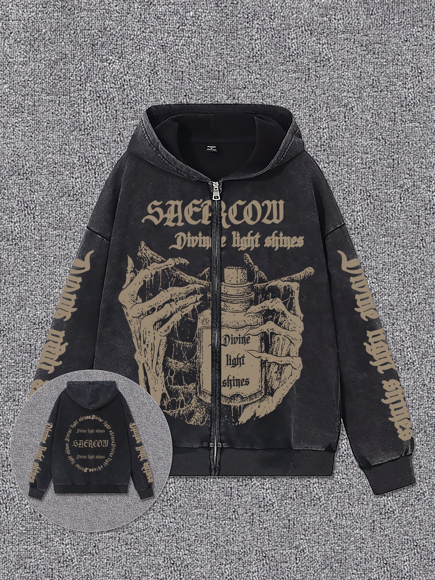 Zip-Up Hoodie with Skull Print