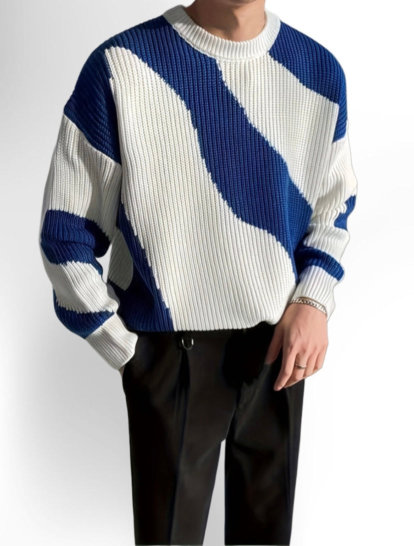 Men's Casual Striped Round Neck Sweater
