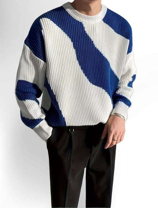 Men's Casual Striped Round Neck Sweater