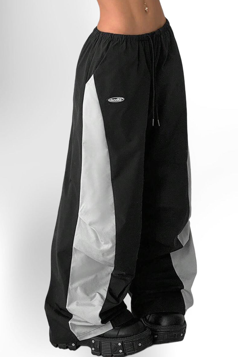 Women's Streetwear Color-Blocked Parachute Pants