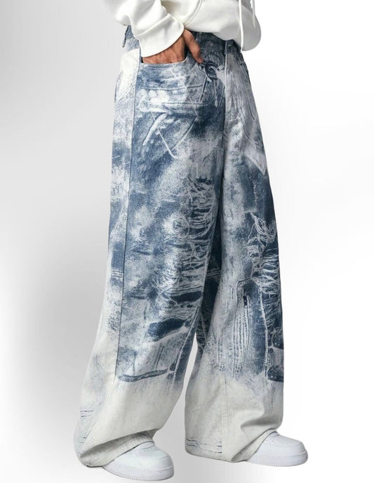Men's Loose Wide Leg Baggy Cargo Jeans