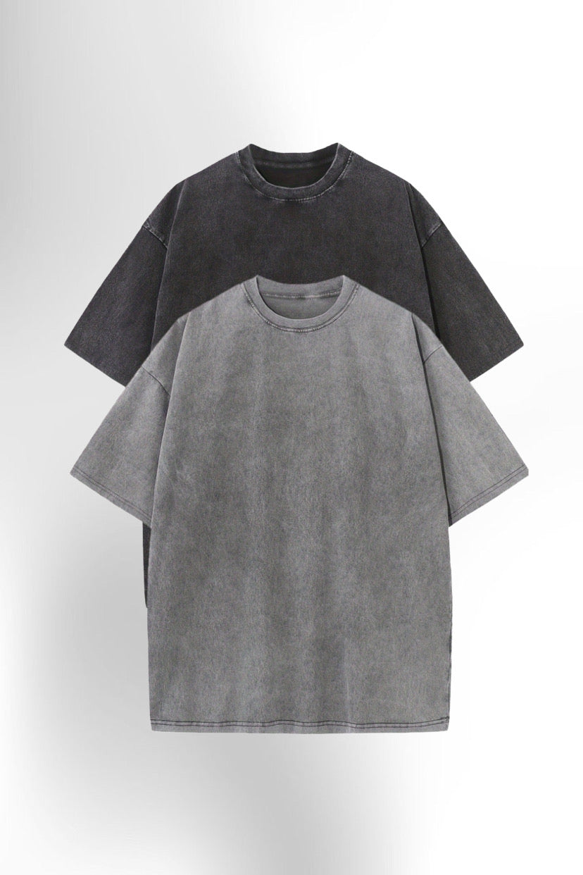 2pcs Men'S Heavyweight 100% T-Shirts - Relaxed Fit Drop Shoulder Short Sleeve Round Neck Tee