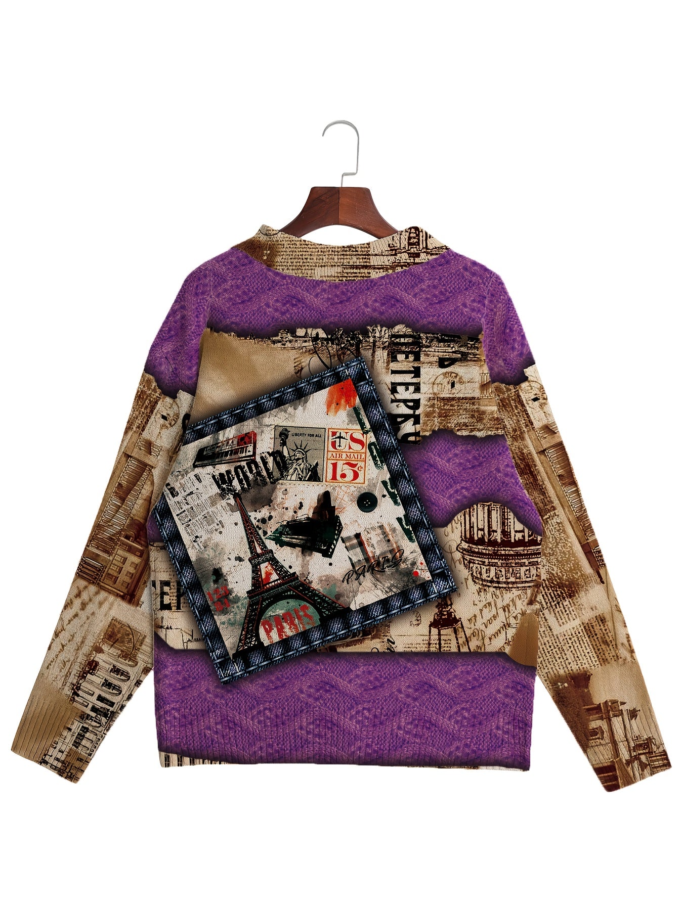 Men's Printed Knit Sweater Cardigan