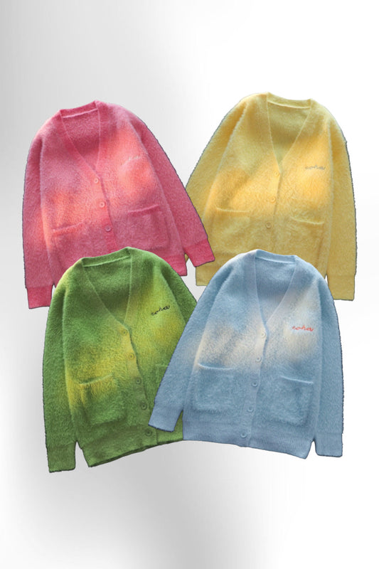 Retro Multi-color Soft Knitted V-neck Cardigan