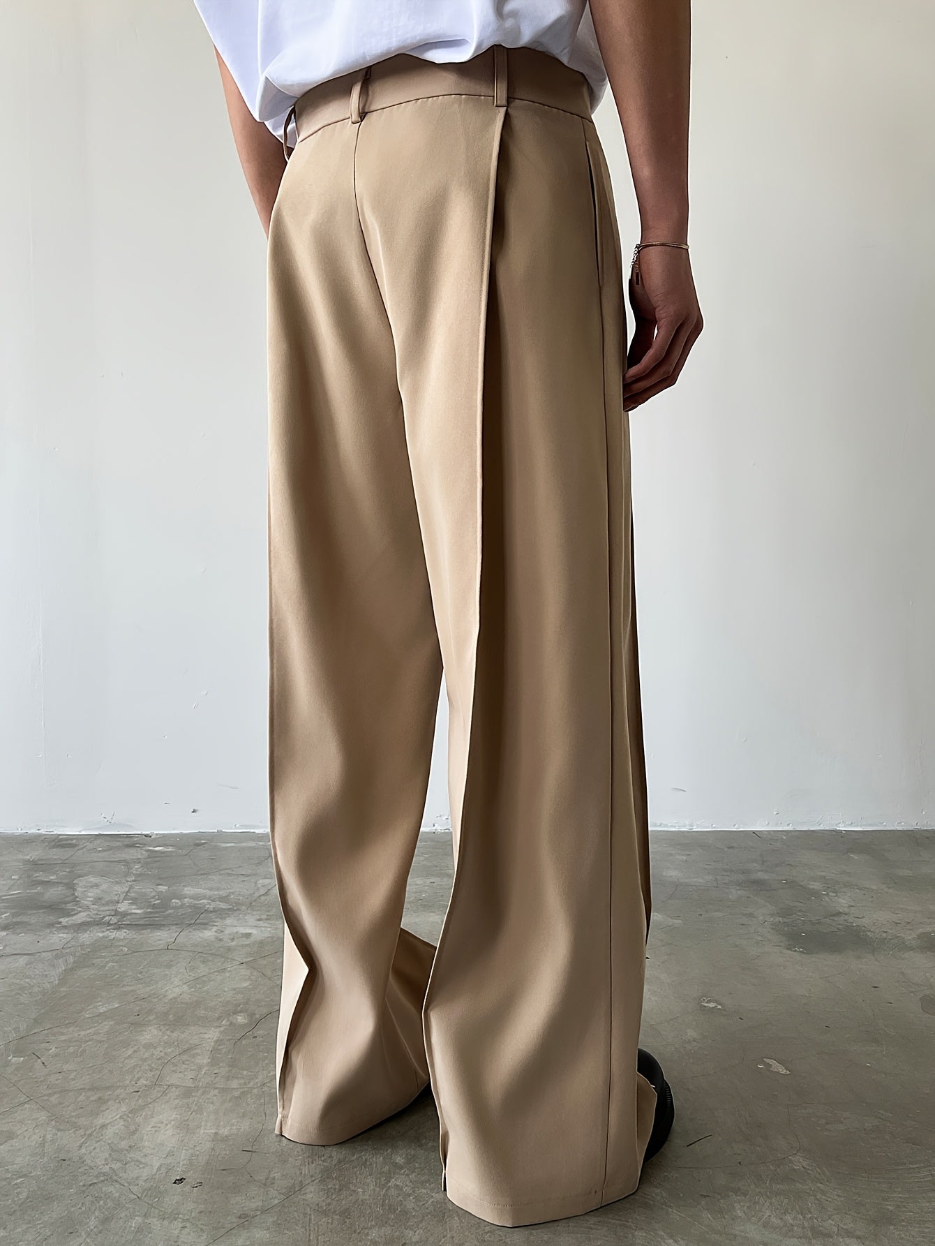 Men'S Casual Straight-Leg Pants with Button Closure