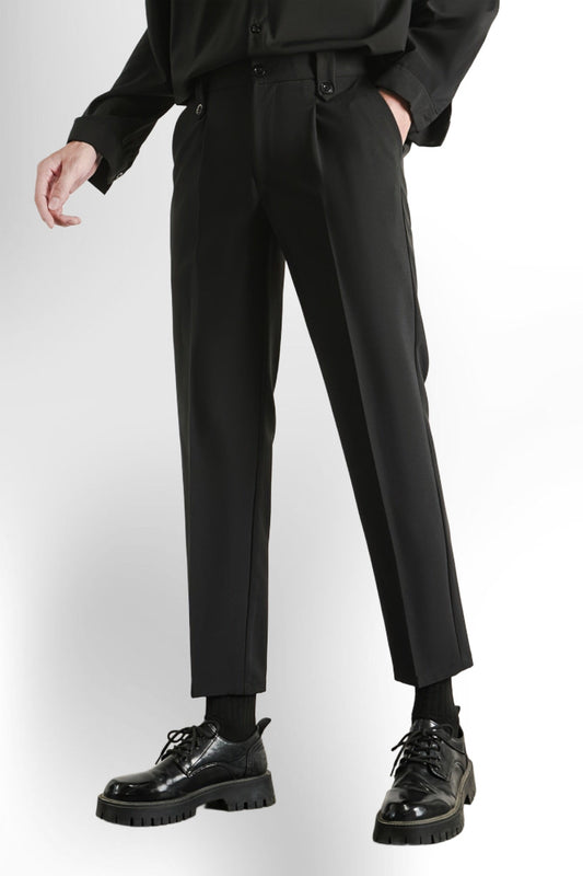 Men'S Classic Black A-Line Dress Pants