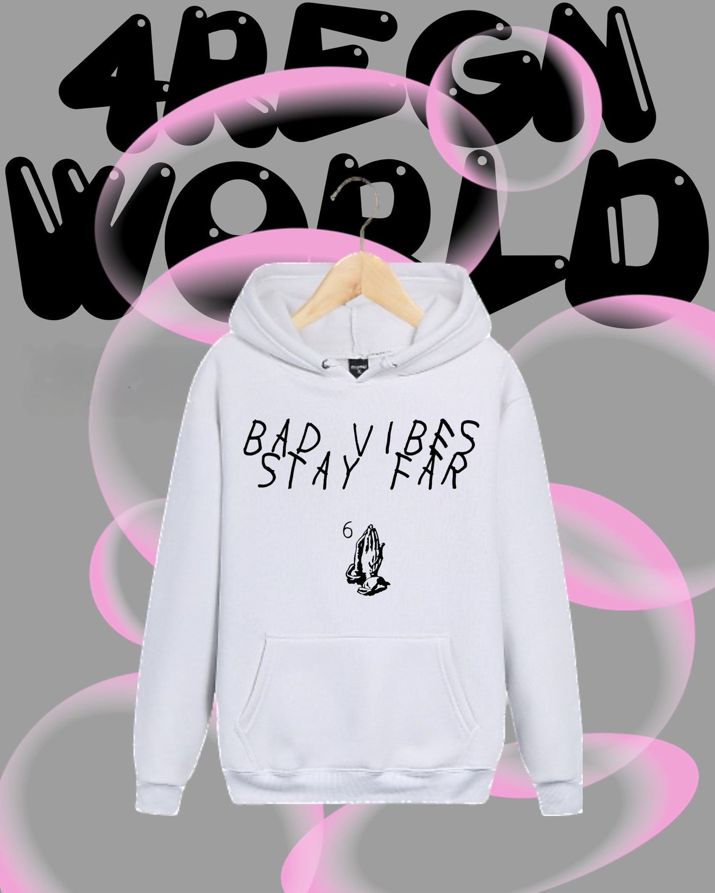 Graphic Hoodie Bad Vibes Stay Far