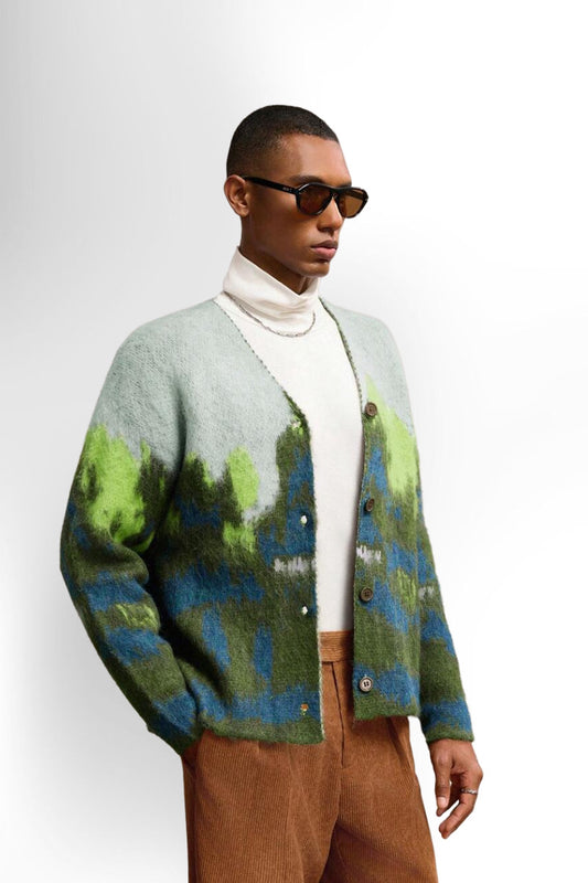 Men's Loose Fit Drop Shoulder Cardigan Sweater