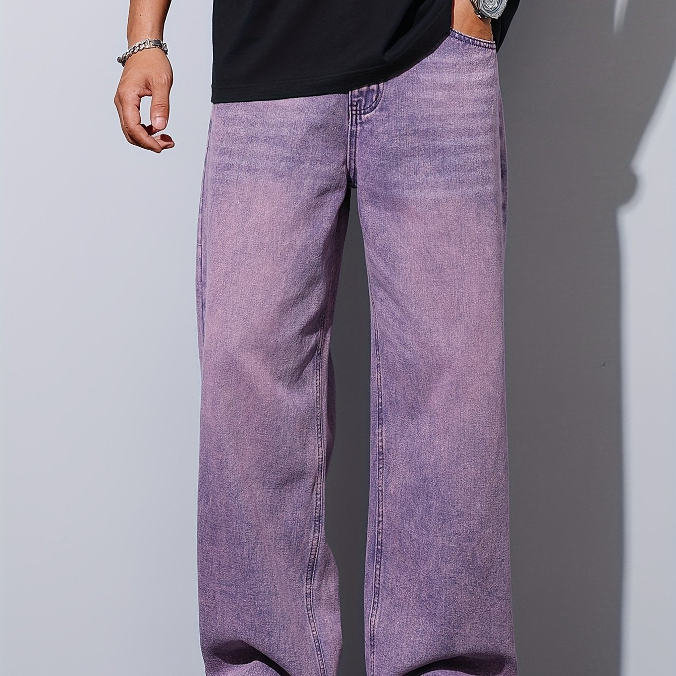 Men's Loose Fit Purple Denim Jeans