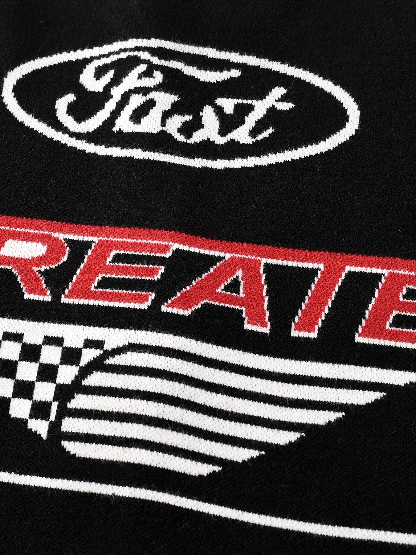 Men's Heavyweight Full-Zip Letter Graphic Sweater Jacket