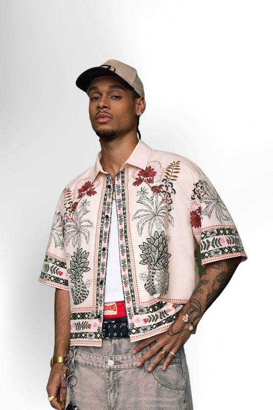 Casual Resort Style Short Sleeve Streetwear Shirt For Men