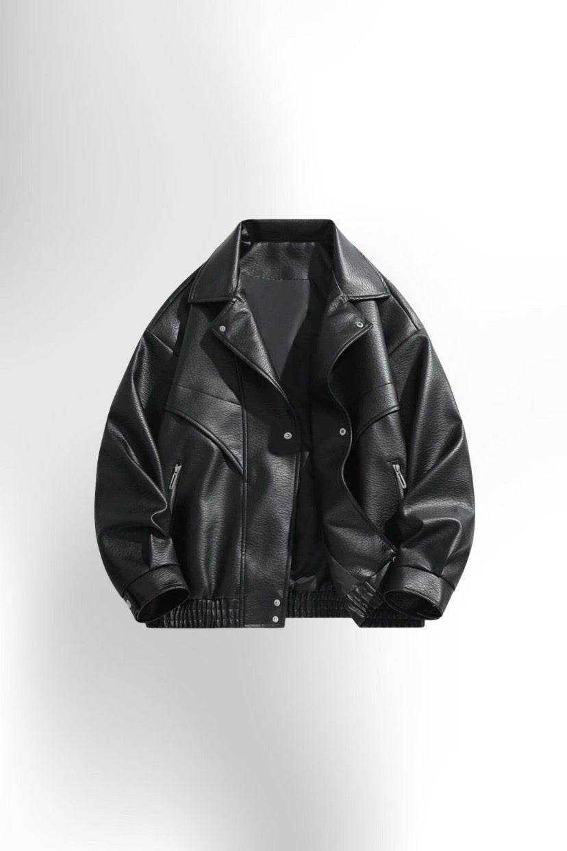 Men's Black Vintage Motorcycle PU Leather Jacket