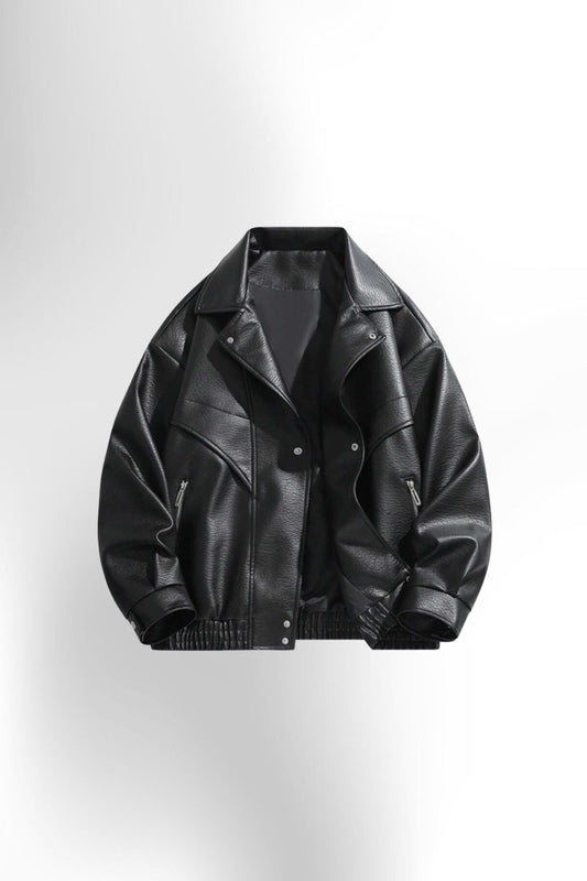 Men's Black Vintage Motorcycle PU Leather Jacket