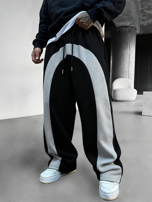 Men's Black & White Contrast Casual Trousers