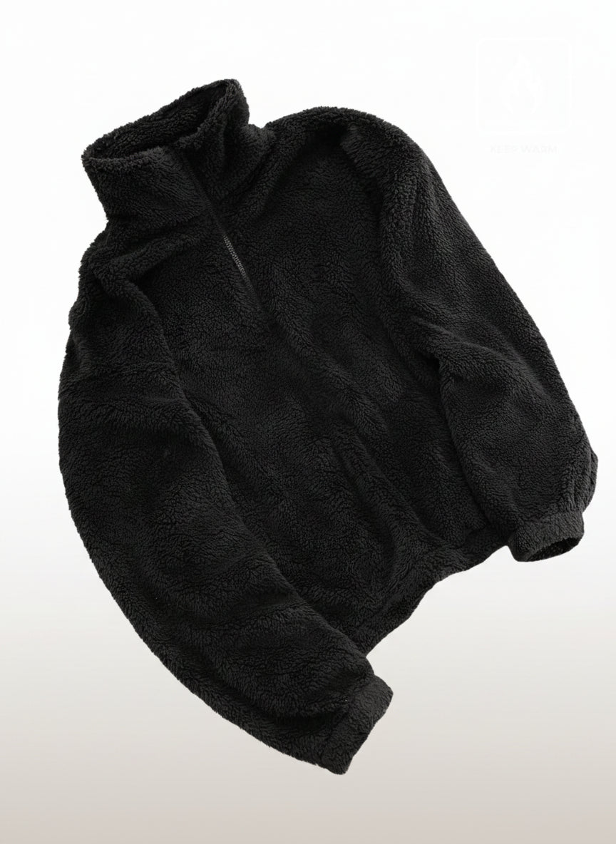 Men's Patchwork Stand Collar Half-Zip Fleece Sweatshirt
