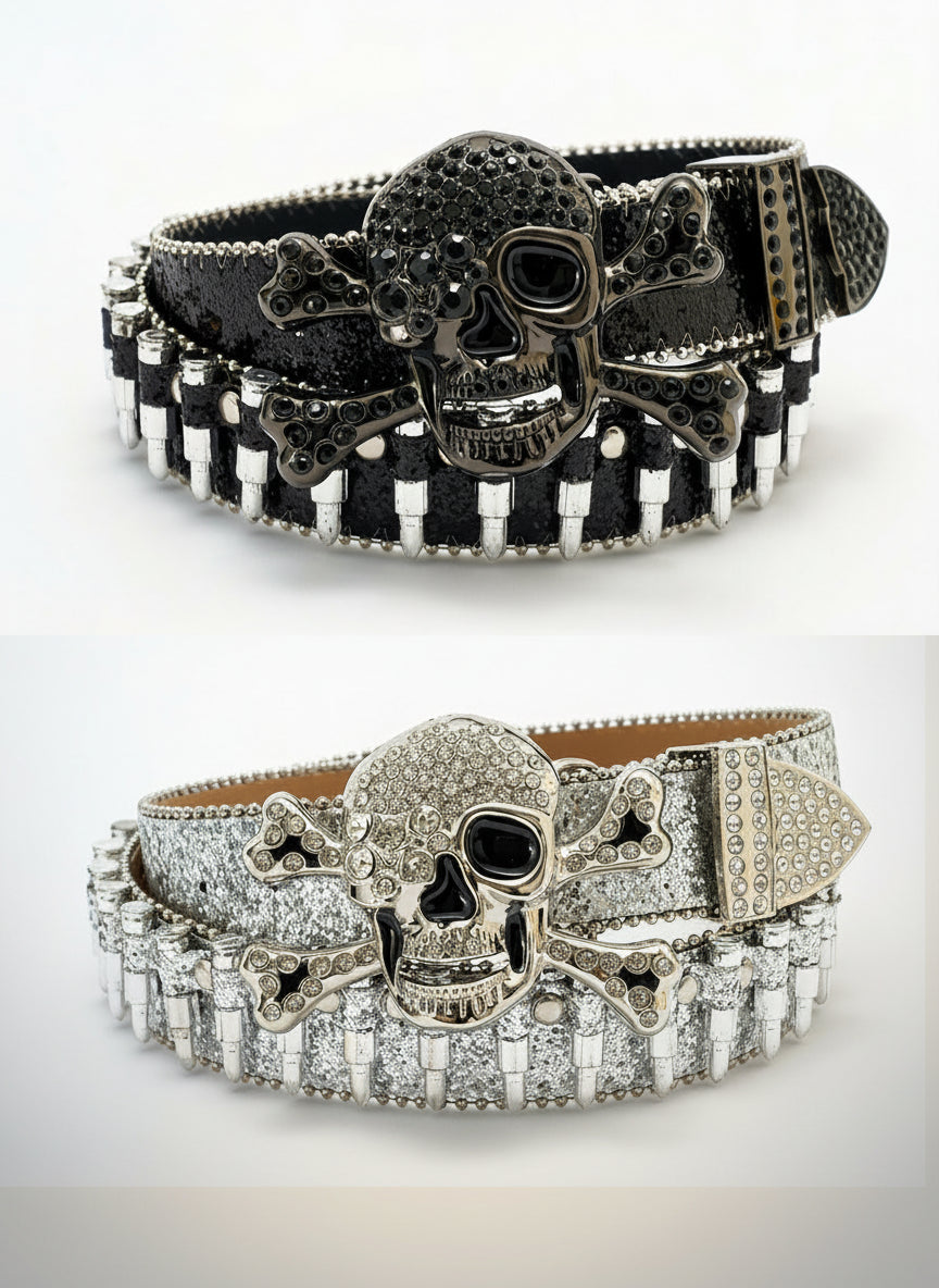 1pc Men's Multicolor Skull Shape Bullet Buckle Street Fashion Punk Hip-Hop Leather Belt