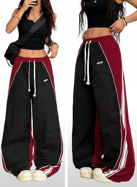 Unisex Color-Blocked Banded Texture Pants