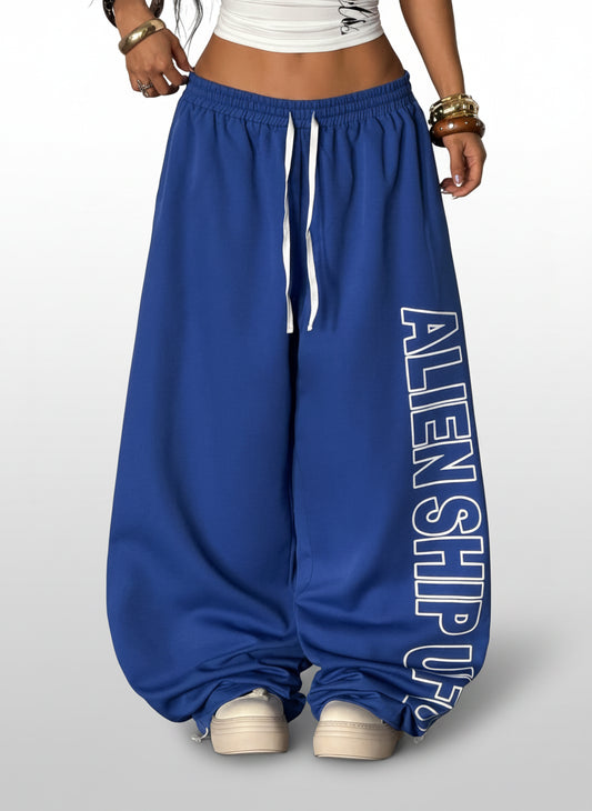 Women's Punk Letter Print Loose Long Pants