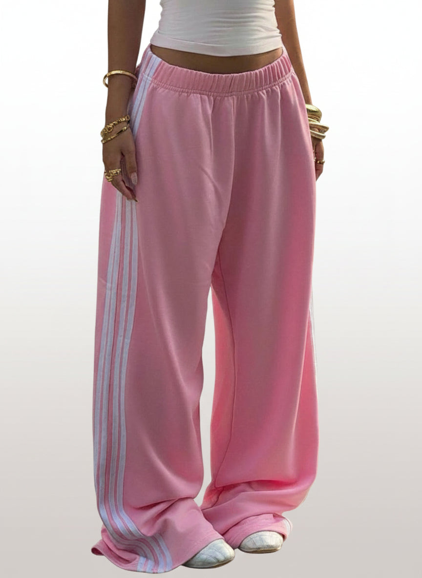 Women's Striped Knitted Wide-Leg Sweatpants