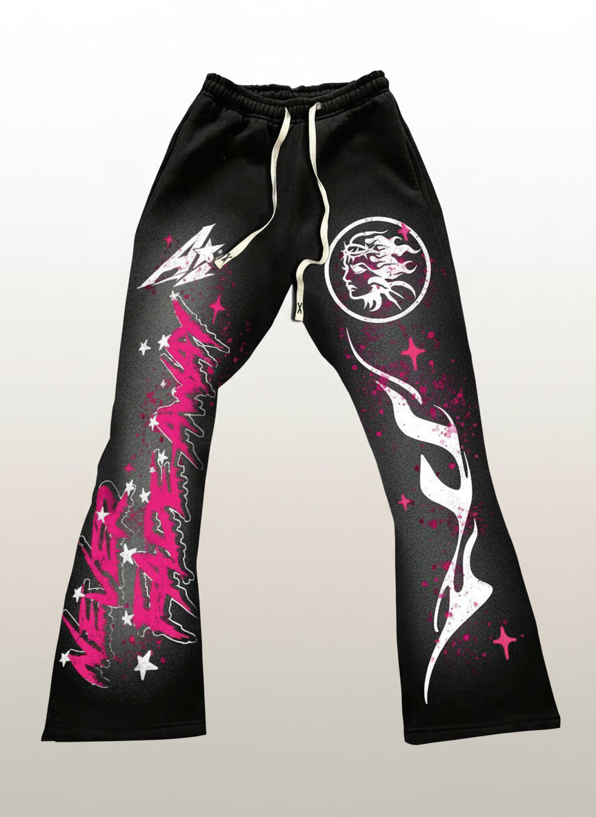 Men's Religious Graphic Print Flare Pants