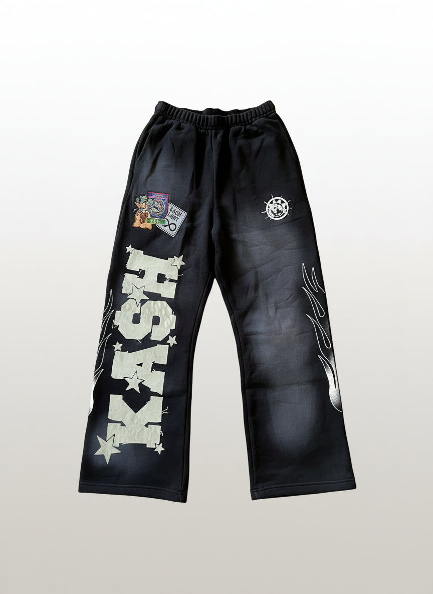 Men's Letter Embroidery Distressed Sweatpants