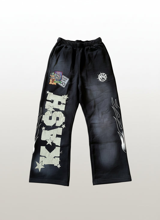 Men's Letter Embroidery Distressed Sweatpants