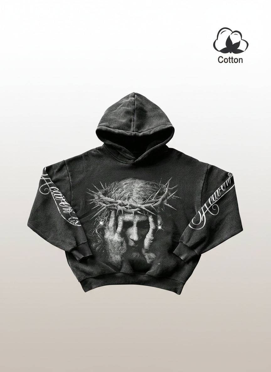 Men's Religious Slogan Graphic Hoodie