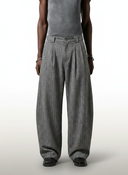 Men's Plus Size Vertical Striped Wide-Leg Pants