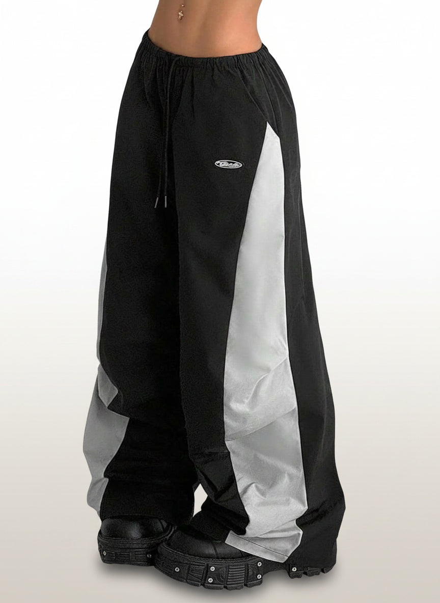 Women's Color-Blocked Cargo Parachute Pants