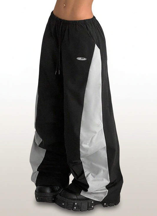 Women's Color-Blocked Cargo Parachute Pants