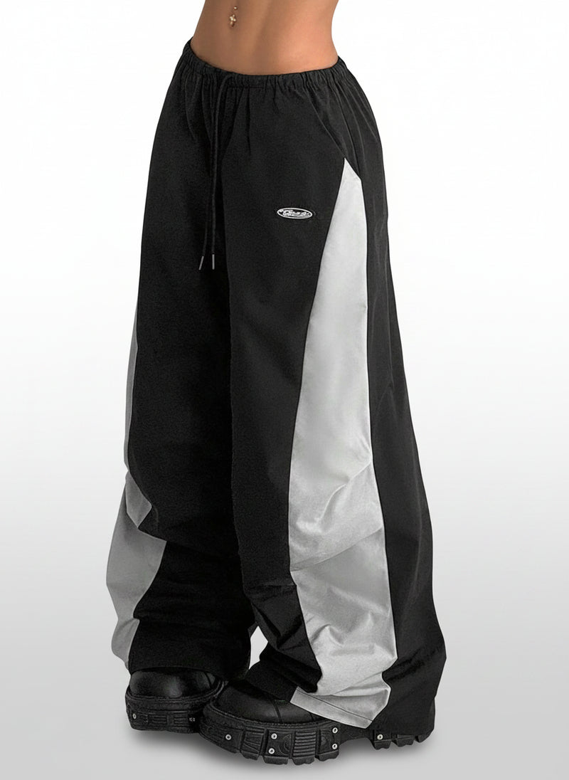 Women's Color-Blocked Baggy Parachute Pants