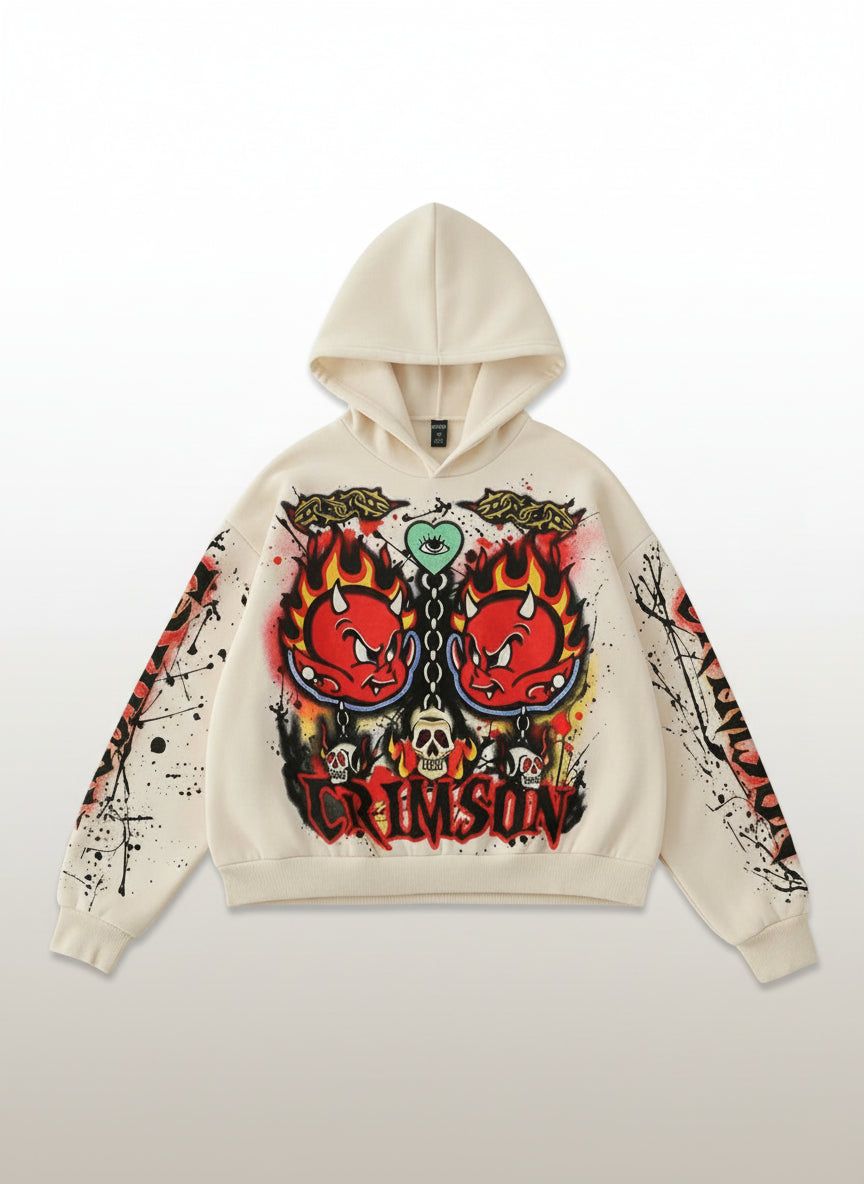 Men's Loose Fit Retro Graphic Print Hoodie