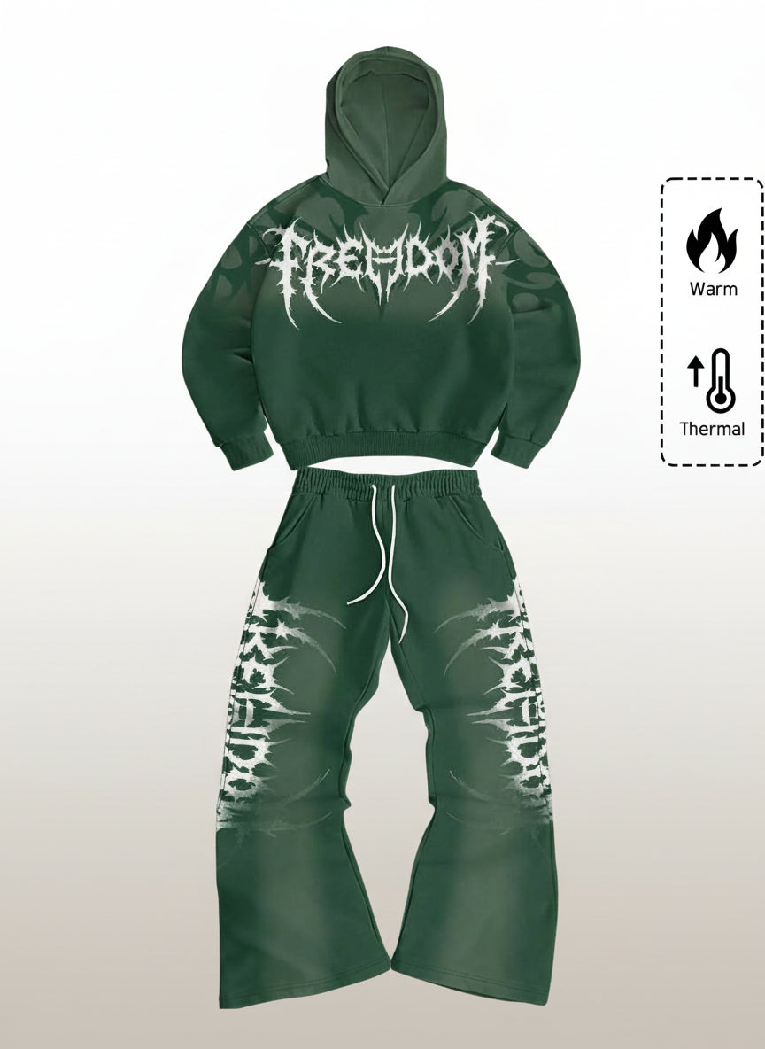 Men's Gothic Gradient Letter Hoodie & Pants Set