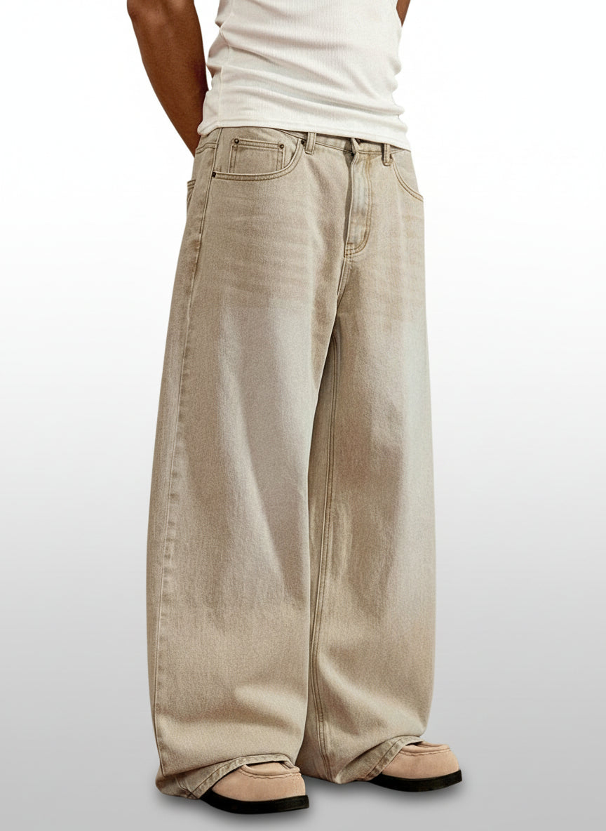 Men's Loose Fit Wide-Leg Pocket Jeans
