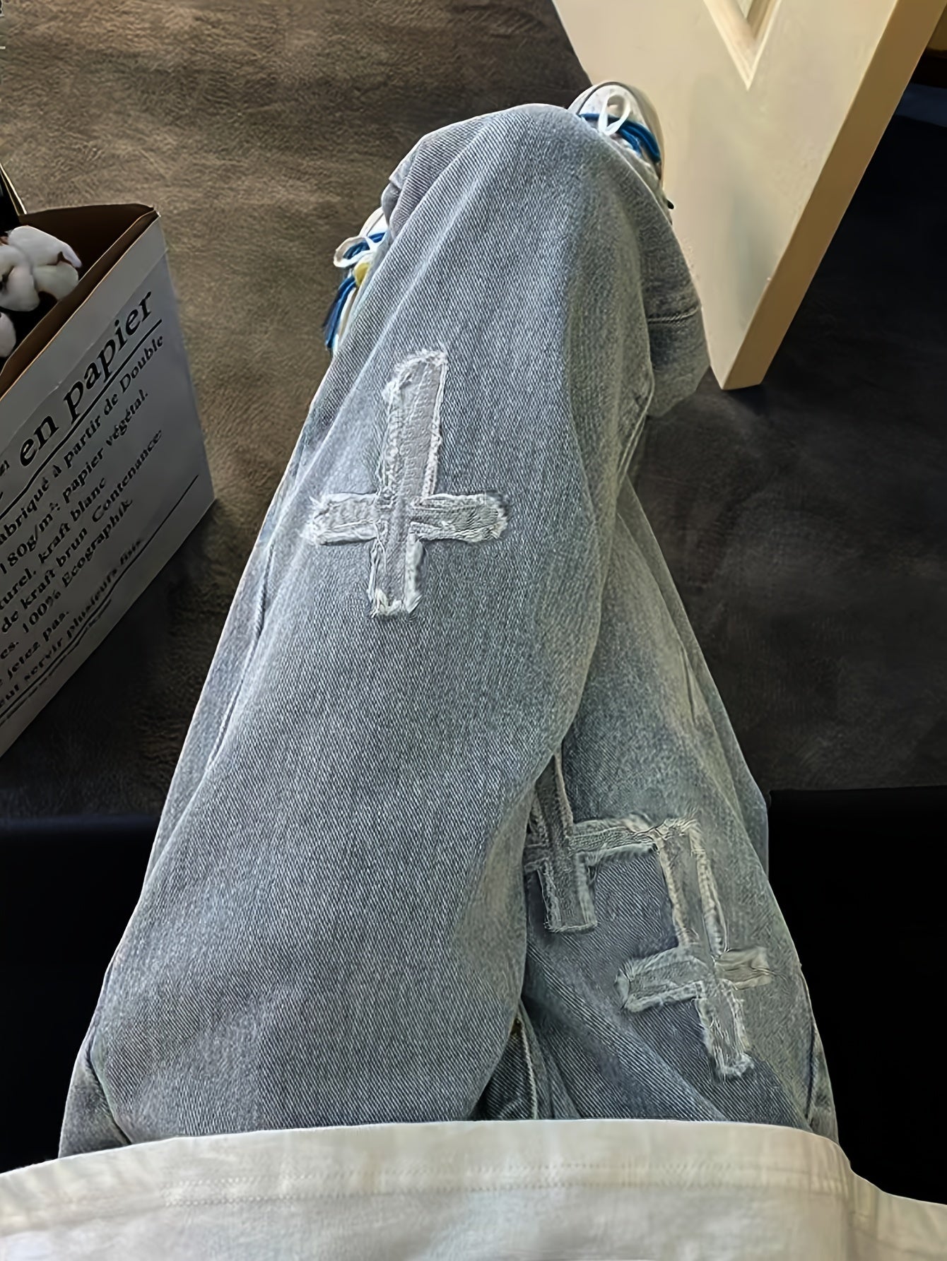 Embroidered Cross Casual Pants