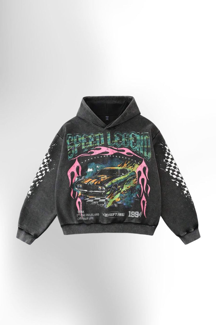 Men's Washed Vintage Graphic Hoodie