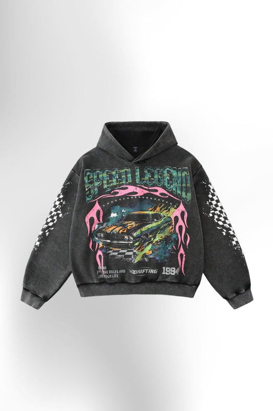 Men's Washed Vintage Graphic Hoodie