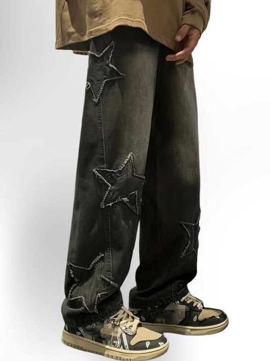 Star Embroidered Loose-Fit Jeans