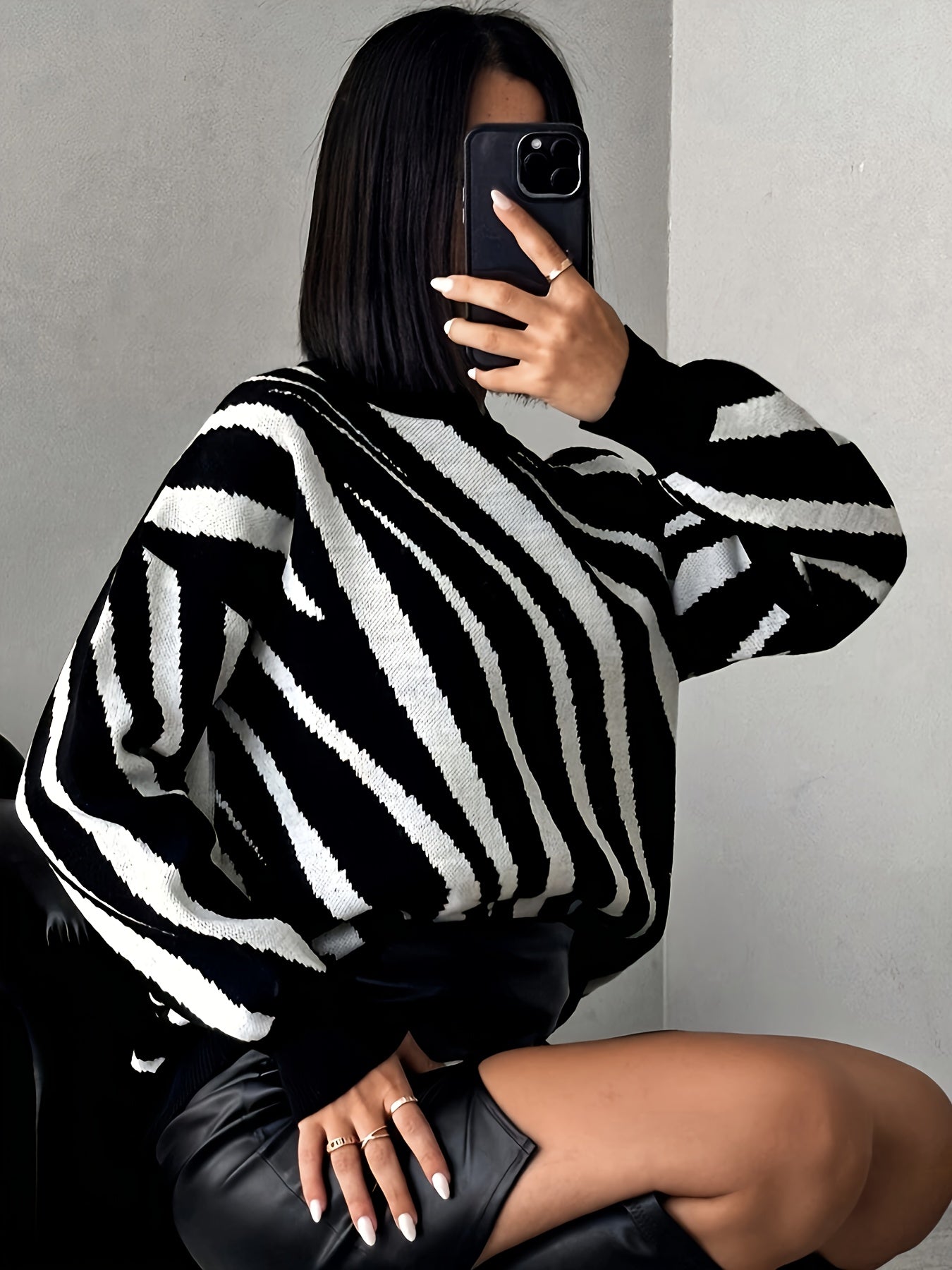Women’s Zebra Stripe Knit Sweater