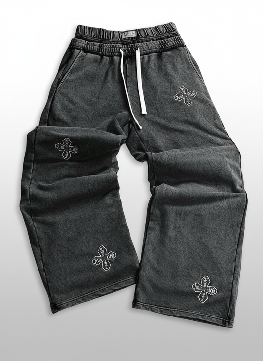 Cross Design Drawstring Waist Sweatpants