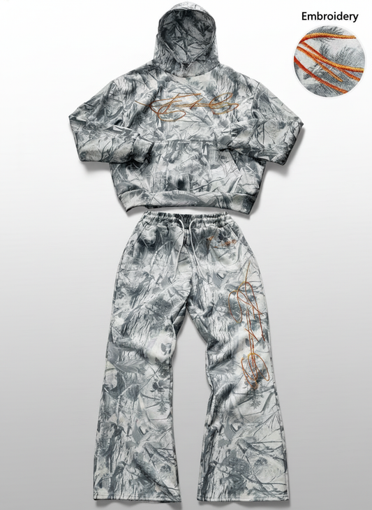 Camo Graffiti Hoodie And Sweatpants Set