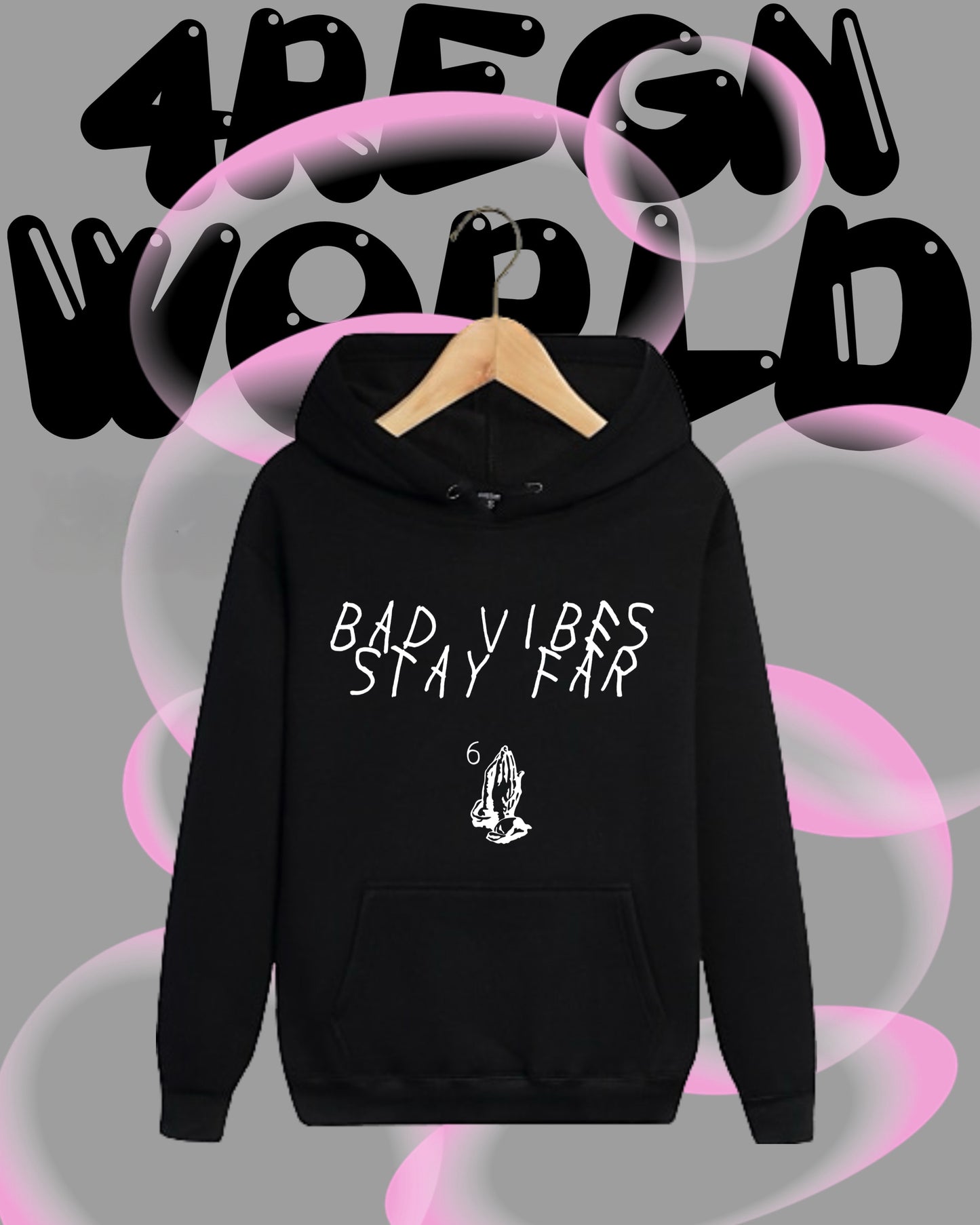 Graphic Hoodie Bad Vibes Stay Far