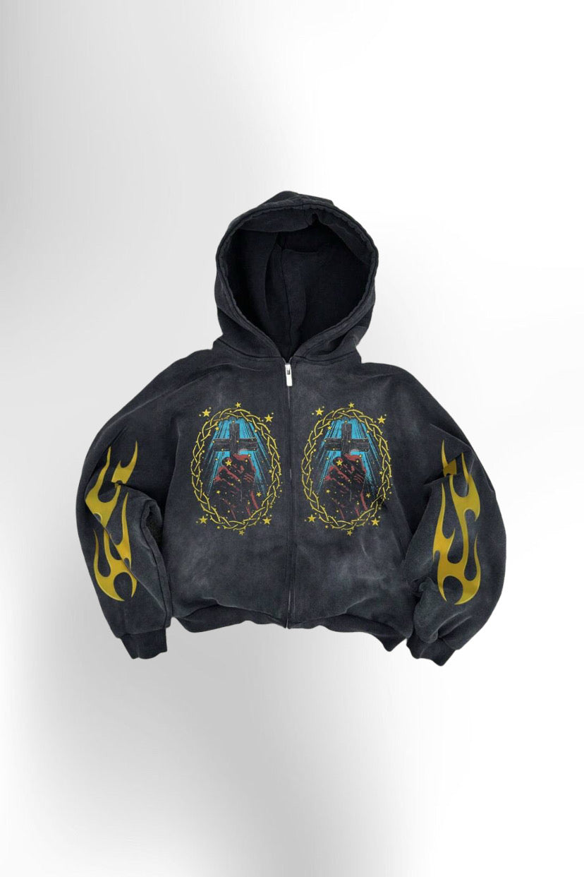 Men's Graphic Print Zip-Up Hoodie